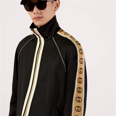 gucci hoodie side stripe|Black Technical Jersey Oversize Jacket With Brown G Stripe .